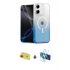 MARSİLYAN™- iPhone 11 Kılıf Eksen Minimal Özel Seri - Siyah 3D Antistatik Cam Ekran Koruyucu + Rainbow Kamera Lens Koruma Cam - KI