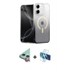 MARSİLYAN™- iPhone 11 Kılıf Eksen Minimal Özel Seri - Siyah 3D Antistatik Cam Ekran Koruyucu + Raze Metal Kamera Lens - KI