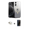 MARSİLYAN™- iPhone 11 Kılıf Eksen Minimal Özel Seri - Siyah 3D Antistatik Hayalet Cam Ekran Koruyucu + Gold Pers Alüminyum Kamera Lens