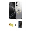 MARSİLYAN™- iPhone 11 Kılıf Eksen Minimal Özel Seri - Siyah 3D Antistatik Hayalet Cam Ekran Koruyucu + Rainbow Kamera Lens Koruma Cam - KI