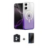 MARSİLYAN™- iPhone 11 Kılıf Eksen Minimal Özel Seri - Siyah 3D Antistatik Hayalet Cam Ekran Koruyucu + Mavi PVD Metal Kamera Lens