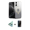 MARSİLYAN™- iPhone 11 Kılıf Eksen Minimal Özel Seri - Siyah 3D Antistatik Hayalet Cam Ekran Koruyucu + Mavi Raze Metal Kamera Lens
