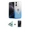 MARSİLYAN™- iPhone 11 Kılıf Eksen Minimal Özel Seri - Siyah 3D Antistatik Hayalet Cam Ekran Koruyucu + Mavi Raze Metal Kamera Lens