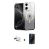 MARSİLYAN™- iPhone 11 Kılıf Eksen Minimal Özel Seri - Siyah 3D Antistatik Hayalet Cam Ekran Koruyucu + Pers Alüminyum Kamera Lens - YL