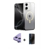 MARSİLYAN™- iPhone 11 Kılıf Eksen Minimal Özel Seri - Siyah 3D Antistatik Hayalet Cam Ekran Koruyucu + Raze Metal Kamera Lens - MR