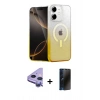 MARSİLYAN™- iPhone 11 Kılıf Eksen Minimal Özel Seri - Siyah 3D Antistatik Hayalet Cam Ekran Koruyucu + Raze Metal Kamera Lens - MR