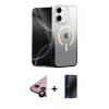 MARSİLYAN™- iPhone 11 Kılıf Eksen Minimal Özel Seri - Siyah 3D Antistatik Hayalet Cam Ekran Koruyucu + Raze Metal Kamera Lens - SH