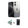 MARSİLYAN™- iPhone 11 Kılıf Eksen Minimal Özel Seri - Siyah 3D Antistatik Hayalet Cam Ekran Koruyucu + Raze Metal Kamera Lens - KI