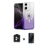 MARSİLYAN™- iPhone 11 Kılıf Eksen Minimal Özel Seri - Siyah 3D Antistatik Hayalet Cam Ekran Koruyucu + PVD Metal Kamera Lens - SH