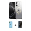 MARSİLYAN™- iPhone 11 Kılıf Eksen Minimal Özel Seri - Siyah 3D Antistatik Hayalet Cam Ekran Koruyucu + Neon Fosforlu Kamera Lens - YL