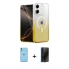 MARSİLYAN™- iPhone 11 Kılıf Eksen Minimal Özel Seri - Siyah 3D Antistatik Hayalet Cam Ekran Koruyucu + Neon Fosforlu Kamera Lens - YL