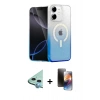 MARSİLYAN™- iPhone 11 Kılıf Eksen Minimal Özel Seri - Siyah 3D Antistatik Mat Seramik Nano Ekran Koruyucu + Mavi Raze Metal Kamera Lens