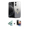 MARSİLYAN™- iPhone 11 Kılıf Eksen Minimal Özel Seri - Siyah 3D Antistatik Mat Seramik Nano Ekran Koruyucu + Mavi Raze Metal Kamera Lens