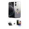 MARSİLYAN™- iPhone 11 Kılıf Eksen Minimal Özel Seri - Siyah 3D Antistatik Mat Seramik Nano Ekran Koruyucu + Şeffaf Kamera Lens Koruma Cam