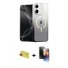 MARSİLYAN™- iPhone 11 Kılıf Eksen Minimal Özel Seri - Siyah 3D Antistatik Mat Seramik Nano Ekran Koruyucu + Rainbow Kamera Lens Koruma Cam - KI