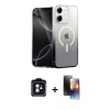 MARSİLYAN™- iPhone 11 Kılıf Eksen Minimal Özel Seri - Siyah 3D Antistatik Mat Seramik Nano Ekran Koruyucu + Siyah PVD Metal Kamera Lens
