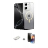 MARSİLYAN™- iPhone 11 Kılıf Eksen Minimal Özel Seri - Siyah 3D Antistatik Mat Seramik Nano Ekran Koruyucu + Renkli Kamera Lens Koruma Cam - PE