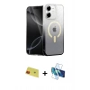 MARSİLYAN™- iPhone 11 Kılıf Eksen Minimal Özel Seri - Siyah 3D Antistatik Seramik Nano Ekran Koruyucu + Rainbow Kamera Lens Koruma Cam - KI