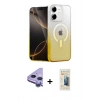 MARSİLYAN™- iPhone 11 Kılıf Eksen Minimal Özel Seri - Siyah 6D Mat Seramik Hayalet Nano Ekran Koruyucu + Mor Raze Metal Kamera Lens