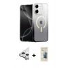 MARSİLYAN™- iPhone 11 Kılıf Eksen Minimal Özel Seri - Siyah 6D Mat Seramik Hayalet Nano Ekran Koruyucu + Raze Metal Kamera Lens - GS