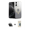 MARSİLYAN™- iPhone 11 Kılıf Eksen Minimal Özel Seri - Siyah 6D Mat Seramik Hayalet Nano Ekran Koruyucu + Kamera Lens Koruma Cam - SF