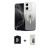 MARSİLYAN™- iPhone 11 Kılıf Eksen Minimal Özel Seri - Siyah 6D Mat Seramik Hayalet Nano Ekran Koruyucu + PVD Metal Kamera Lens - TU