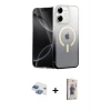 MARSİLYAN™- iPhone 11 Kılıf Eksen Minimal Özel Seri - Siyah Bilvis 3D Cam Ekran Koruyucu + Gökkuşağı Pers Alüminyum Kamera Lens