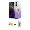 MARSİLYAN™- iPhone 11 Kılıf Eksen Minimal Özel Seri - Siyah Bilvis 3D Cam Ekran Koruyucu + Kırmızı Rainbow Kamera Lens Koruma Cam