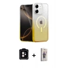 MARSİLYAN™- iPhone 11 Kılıf Eksen Minimal Özel Seri - Siyah Bilvis 3D Cam Ekran Koruyucu + PVD Metal Kamera Lens - TU