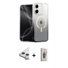 MARSİLYAN™- iPhone 11 Kılıf Eksen Minimal Özel Seri - Siyah Bilvis 3D Cam Ekran Koruyucu + Raze Metal Kamera Lens - GS
