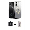 MARSİLYAN™- iPhone 11 Kılıf Eksen Minimal Özel Seri - Siyah Bilvis 3D Cam Ekran Koruyucu + PVD Metal Kamera Lens - SH