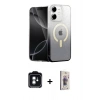 MARSİLYAN™- iPhone 11 Kılıf Eksen Minimal Özel Seri - Siyah Bilvis 3D Cam Ekran Koruyucu + PVD Metal Kamera Lens - YL