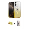 MARSİLYAN™- iPhone 11 Kılıf Eksen Minimal Özel Seri - Siyah Bilvis 3D Mat Cam Ekran Koruyucu + Kırmızı Rainbow Kamera Lens Koruma Cam