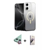 MARSİLYAN™- iPhone 11 Kılıf Eksen Minimal Özel Seri - Siyah Bilvis 3D Mat Cam Ekran Koruyucu + Raze Metal Kamera Lens - KI