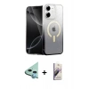 MARSİLYAN™- iPhone 11 Kılıf Eksen Minimal Özel Seri - Siyah Bilvis 3D Mat Cam Ekran Koruyucu + Raze Metal Kamera Lens - MI
