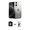 MARSİLYAN™- iPhone 11 Kılıf Eksen Minimal Özel Seri - Siyah Bilvis 3D Mat Cam Ekran Koruyucu + PVD Metal Kamera Lens - YL