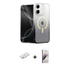 MARSİLYAN™- iPhone 11 Kılıf Eksen Minimal Özel Seri - Siyah Bilvis 3D Mat Cam Ekran Koruyucu + Sarı Renkli Kamera Lens Koruma Cam
