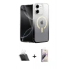 MARSİLYAN™- iPhone 11 Kılıf Eksen Minimal Özel Seri - Siyah Bilvis 3D Mat Cam Ekran Koruyucu + Kamera Lens Koruma Cam - SF