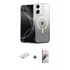 MARSİLYAN™- iPhone 11 Kılıf Eksen Minimal Özel Seri - Siyah Bilvis 3D Mat Cam Ekran Koruyucu + Turuncu Renkli Kamera Lens Koruma Cam