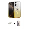 MARSİLYAN™- iPhone 11 Kılıf Eksen Minimal Özel Seri - Siyah Bilvis 3D Mat Cam Ekran Koruyucu + Turuncu Renkli Kamera Lens Koruma Cam