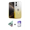 MARSİLYAN™- iPhone 11 Kılıf Eksen Minimal Özel Seri - Siyah Bilvis 5in1 3D Magic Cam Ekran Koruyucu + Kırmızı Raze Metal Kamera Lens