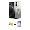 MARSİLYAN™- iPhone 11 Kılıf Eksen Minimal Özel Seri - Siyah Bilvis 5in1 3D Magic Cam Ekran Koruyucu + Rainbow Kamera Lens Koruma Cam - KI