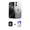 MARSİLYAN™- iPhone 11 Kılıf Eksen Minimal Özel Seri - Siyah Bilvis 5in1 3D Magic Cam Ekran Koruyucu + PVD Metal Kamera Lens - YL