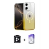 MARSİLYAN™- iPhone 11 Kılıf Eksen Minimal Özel Seri - Siyah Bilvis 5in1 3D Magic Cam Ekran Koruyucu + PVD Metal Kamera Lens - YL