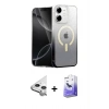 MARSİLYAN™- iPhone 11 Kılıf Eksen Minimal Özel Seri - Siyah Bilvis 5in1 5D Magic Hayalet Cam Ekran Koruyucu + Raze Metal Kamera Lens - GS