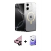 MARSİLYAN™- iPhone 11 Kılıf Eksen Minimal Özel Seri - Siyah Bilvis 5in1 5D Magic Hayalet Cam Ekran Koruyucu + Raze Metal Kamera Lens - SH