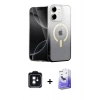 MARSİLYAN™- iPhone 11 Kılıf Eksen Minimal Özel Seri - Siyah Bilvis 5in1 5D Magic Hayalet Cam Ekran Koruyucu + PVD Metal Kamera Lens - SH
