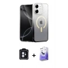 MARSİLYAN™- iPhone 11 Kılıf Eksen Minimal Özel Seri - Siyah Bilvis 5in1 5D Magic Hayalet Cam Ekran Koruyucu + PVD Metal Kamera Lens - MI