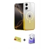 MARSİLYAN™- iPhone 11 Kılıf Eksen Minimal Özel Seri - Siyah Bilvis 5in1 5D Magic Hayalet Cam Ekran Koruyucu + Kırmızı Rainbow Kamera Lens Koruma Cam