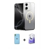 MARSİLYAN™- iPhone 11 Kılıf Eksen Minimal Özel Seri - Siyah Bilvis 5in1 5D Magic Hayalet Cam Ekran Koruyucu + Yeşil Neon Fosforlu Kamera Lens